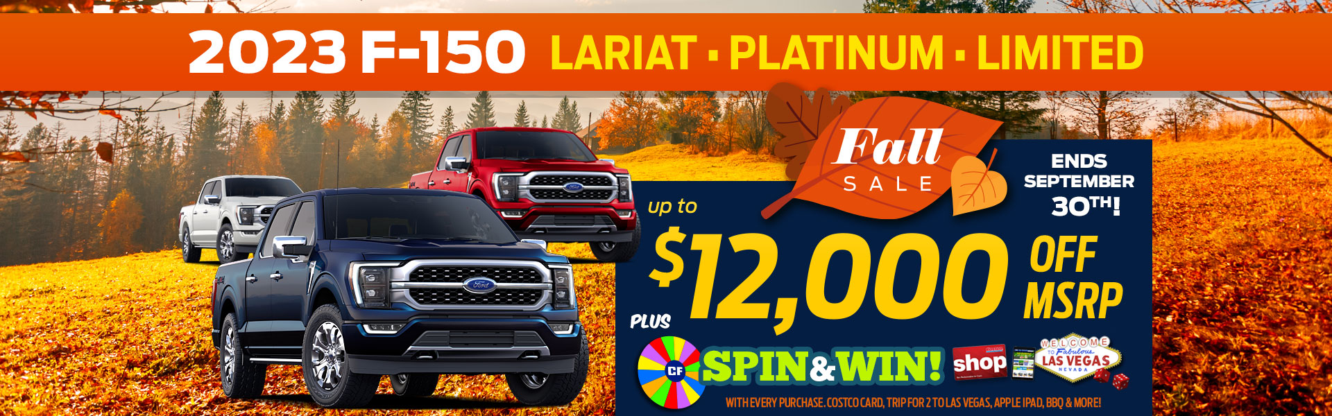 2023 Ford F-150 Lariat, Platinum, and Limited Fall Sales Event
